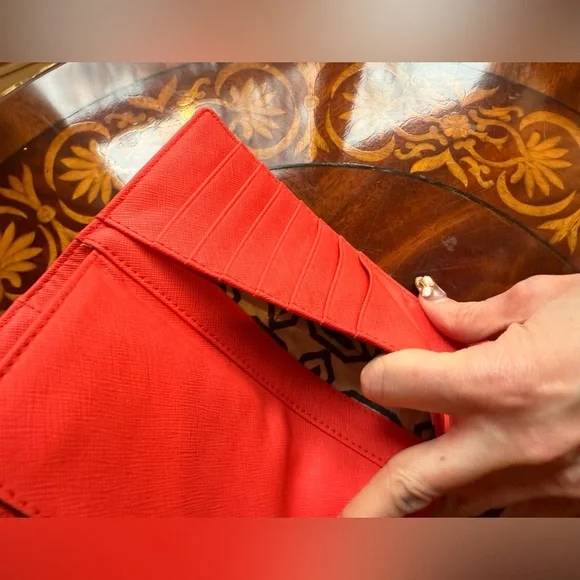 NWOT Rebecca Minkoff Navy Blue/Red Saffiano Leather Wallet MSRP$195 - Picture 4 of 11